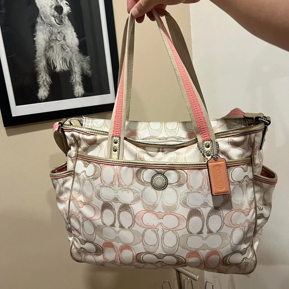 y2k 2000s Coach Signature Cs Monogram Diaper Shoulder Bag / Handbag